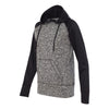 J. America Women's Charcoal Fleck/Black Colorblock Cosmic Fleece Hooded Pullover Sweatshirt