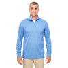 UltraClub Men's Columbia Blue Heather Cool & Dry Heathered Performance Quarter-Zip