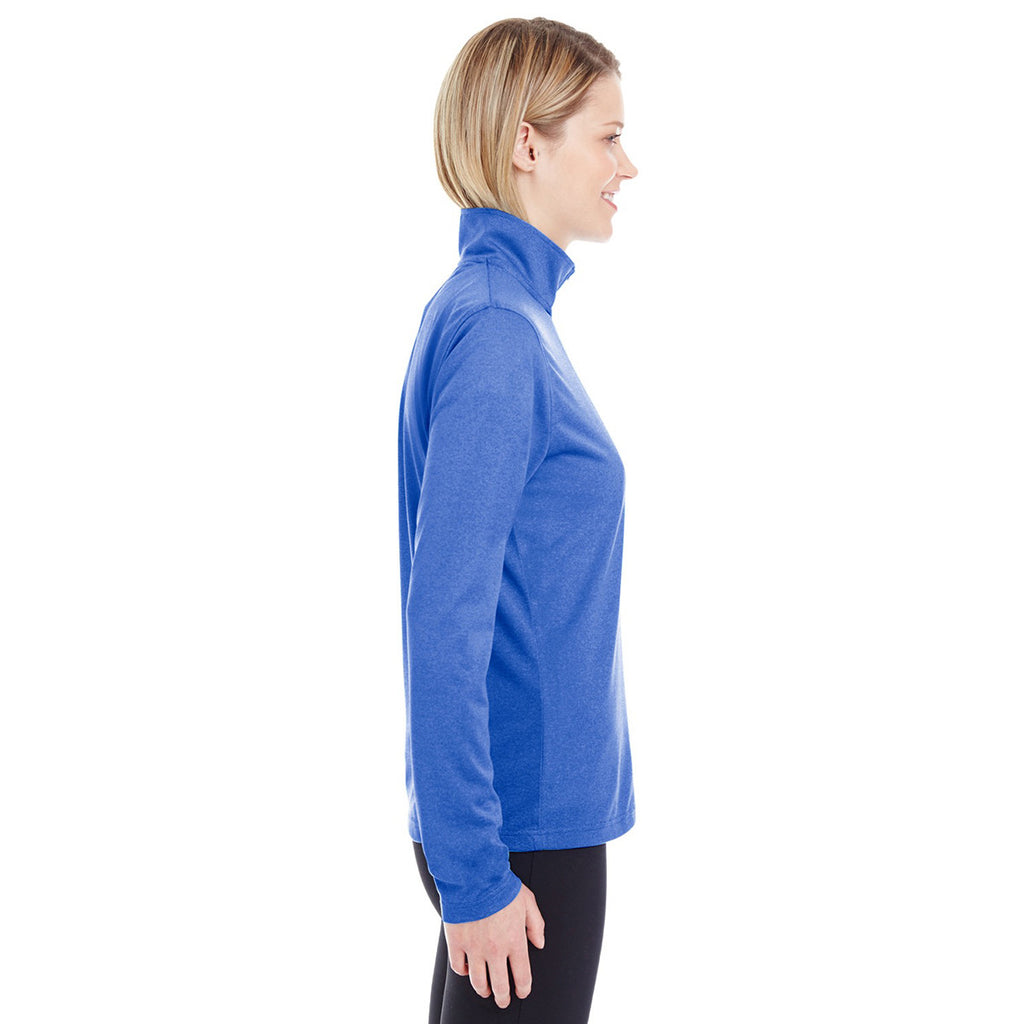 UltraClub Women's Royal Heather Cool & Dry Heathered Performance Quarter-Zip