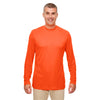 UltraClub Men's Bright Orange Cool & Dry Performance Long-Sleeve Top