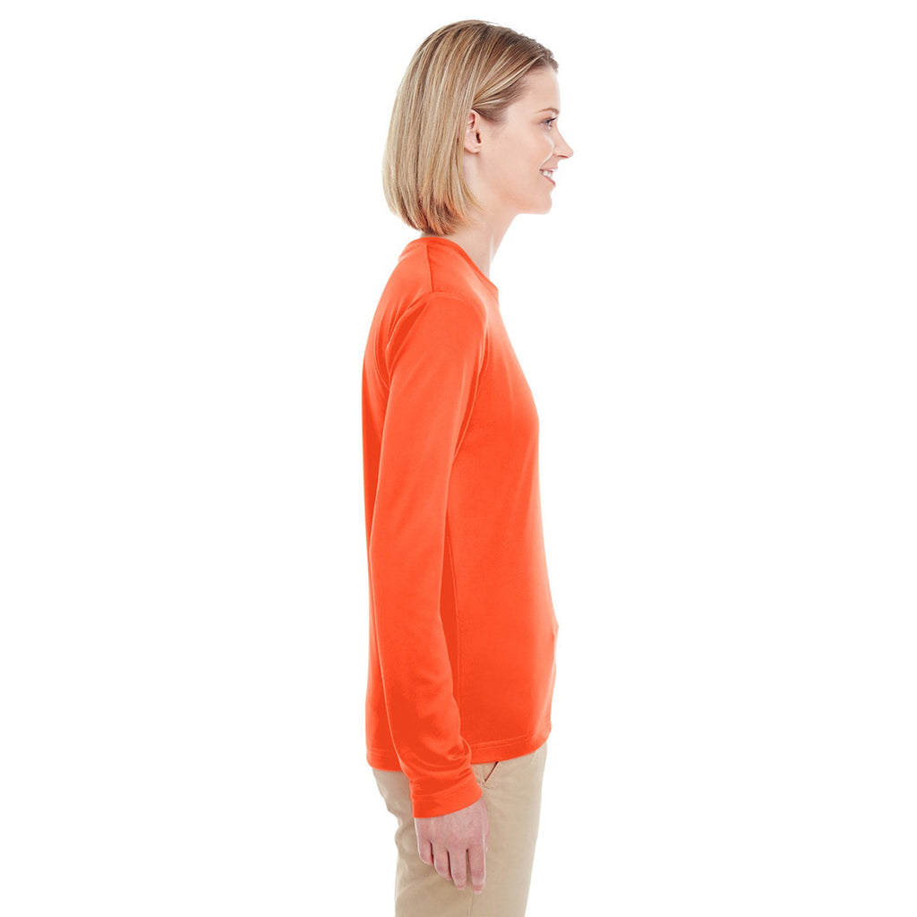 UltraClub Women's Bright Orange Cool & Dry Performance Long-Sleeve Top