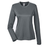 UltraClub Women's Charcoal Cool & Dry Performance Long-Sleeve Top