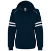 J. America Women's Navy Varsity Fleece Piped Hooded Sweatshirt