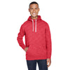 J. America Men's Red Melange Fleece Hooded Pullover Sweatshirt