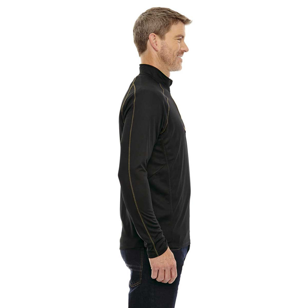 North End Men's Black/Campus Gold Radar Half-Zip Performance Long-Sleeve Top