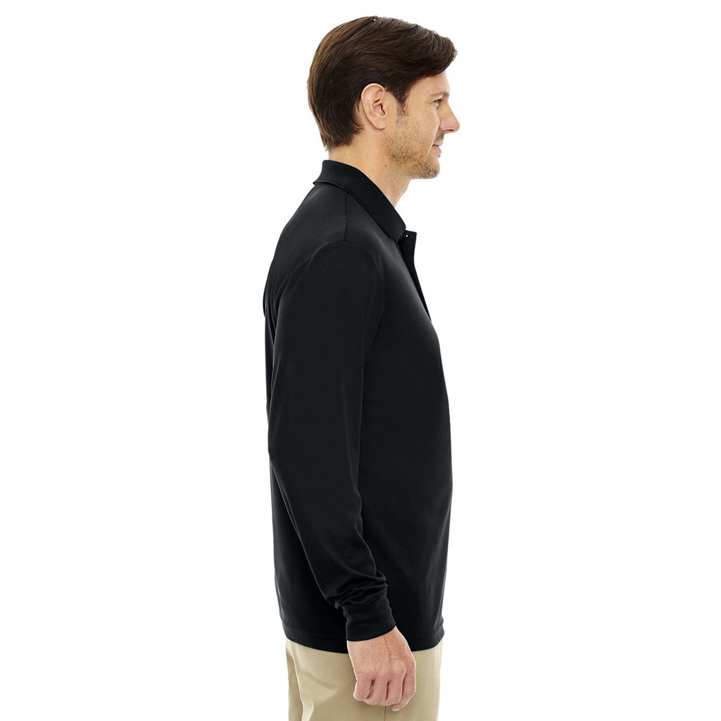 Core 365 Men's Black Pinnacle Performance Long-Sleeve Pique Polo