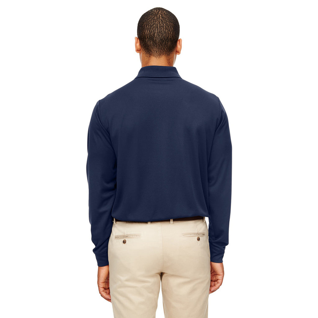 Core 365 Men's Classic Navy Pinnacle Performance Pique Long-Sleeve Polo with Pocket