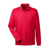 Core 365 Men's Classic Red Pinnacle Performance Pique Long-Sleeve Polo with Pocket