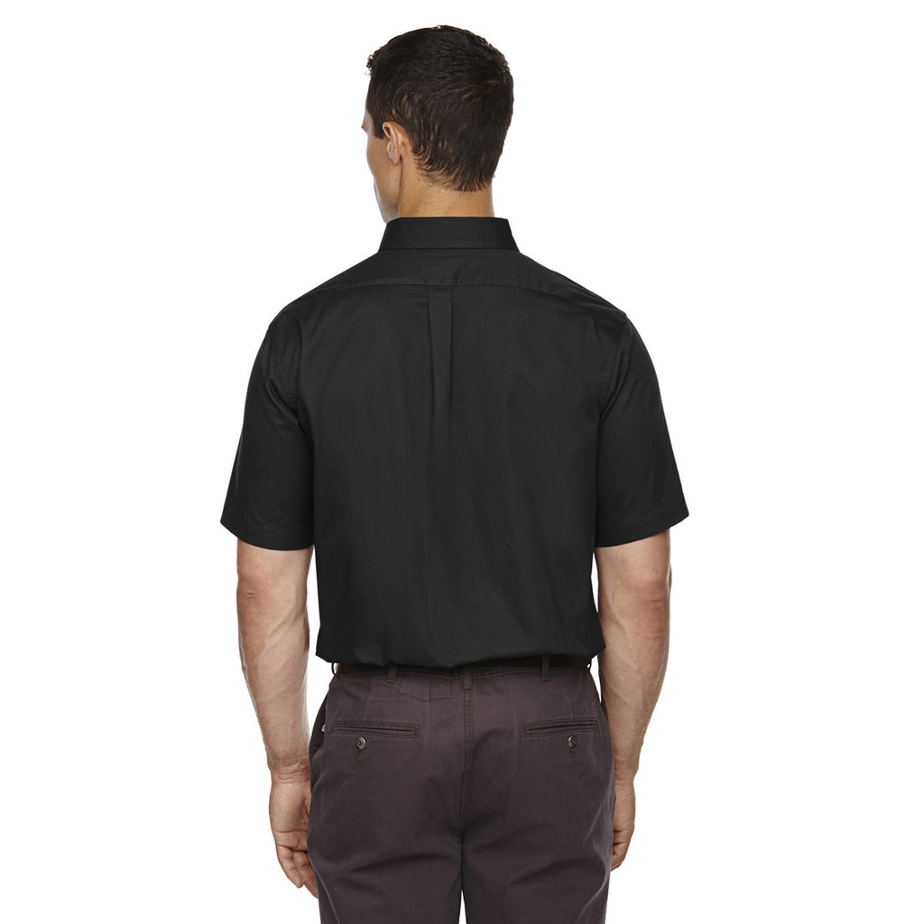 Core 365 Men's Black Optimum Short-Sleeve Twill Shirt