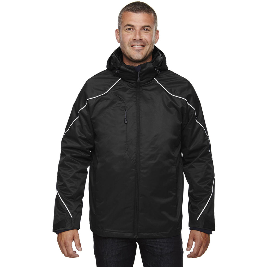 North End Men's Black Angle 3-In-1 Jacket with Bonded Fleece Liner