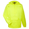 UltraClub Men's Bright Yellow Quarter-Zip Hooded Pullover Pack-Away Jacket