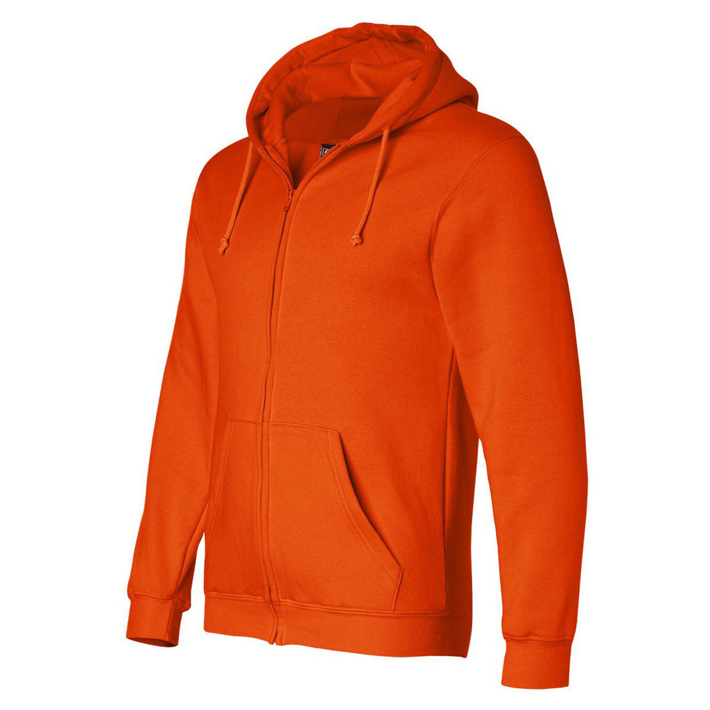 Bayside Men's Bright Orange USA-Made Full Zip Hooded Sweatshirt