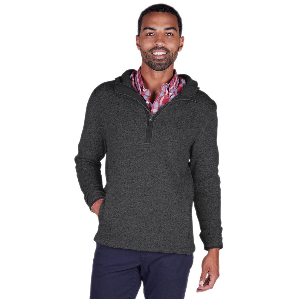 Charles River Men's Charcoal Heathered Fleece Quarter Zip Hoodie