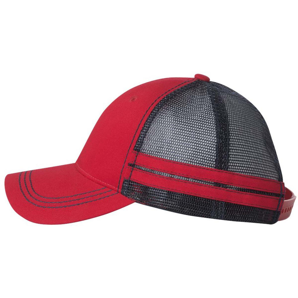 Sportsman Red/Navy Trucker Cap with Stripes