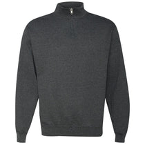 Jerzees Men's Black Heather Nublend Cadet Collar Quarter-Zip Sweatshirt