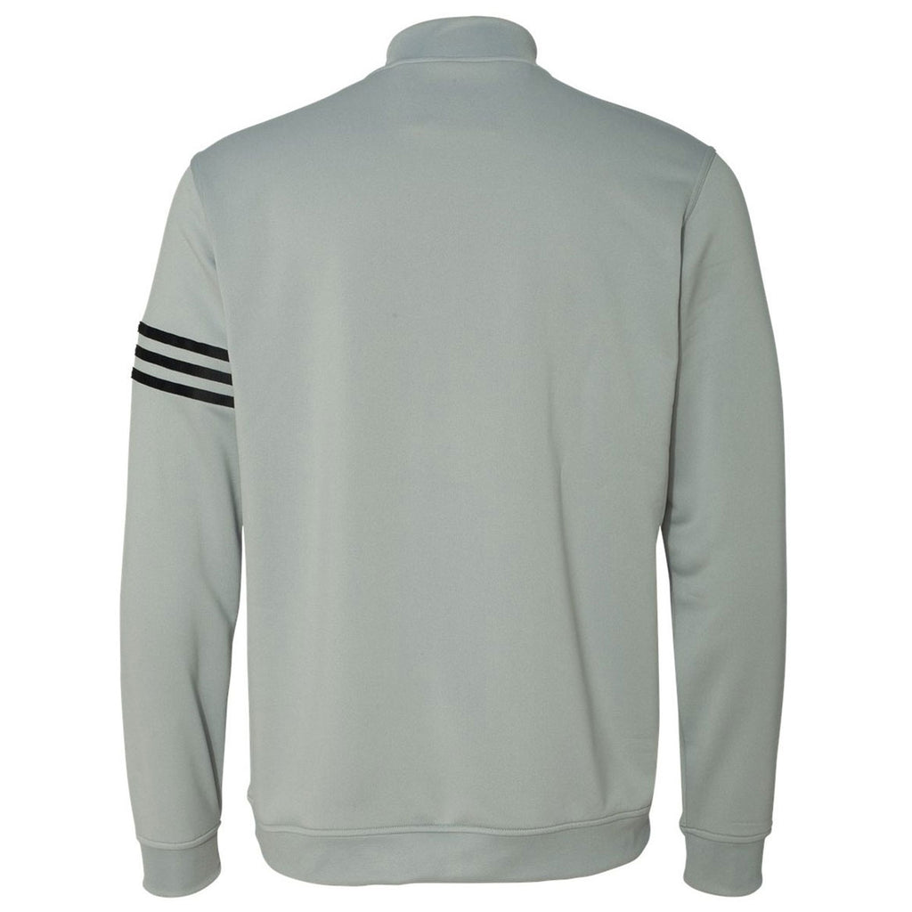 adidas Golf Men's Chrome/Black Climalite 3-Stripes French Terry Quarter-Zip Pullover