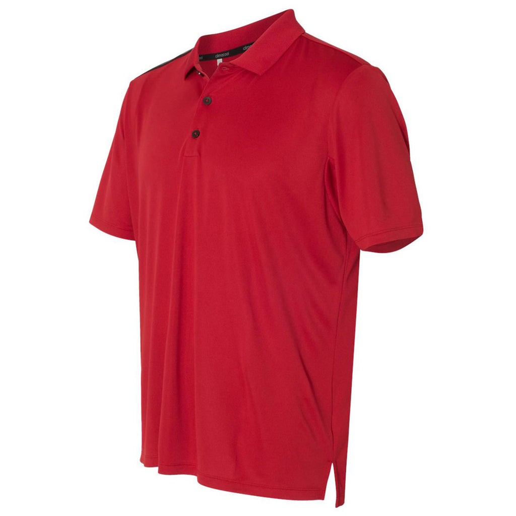 adidas Golf Men's Power Red/Black/Vista Grey Climacool 3-Stripes Shoulder Polo