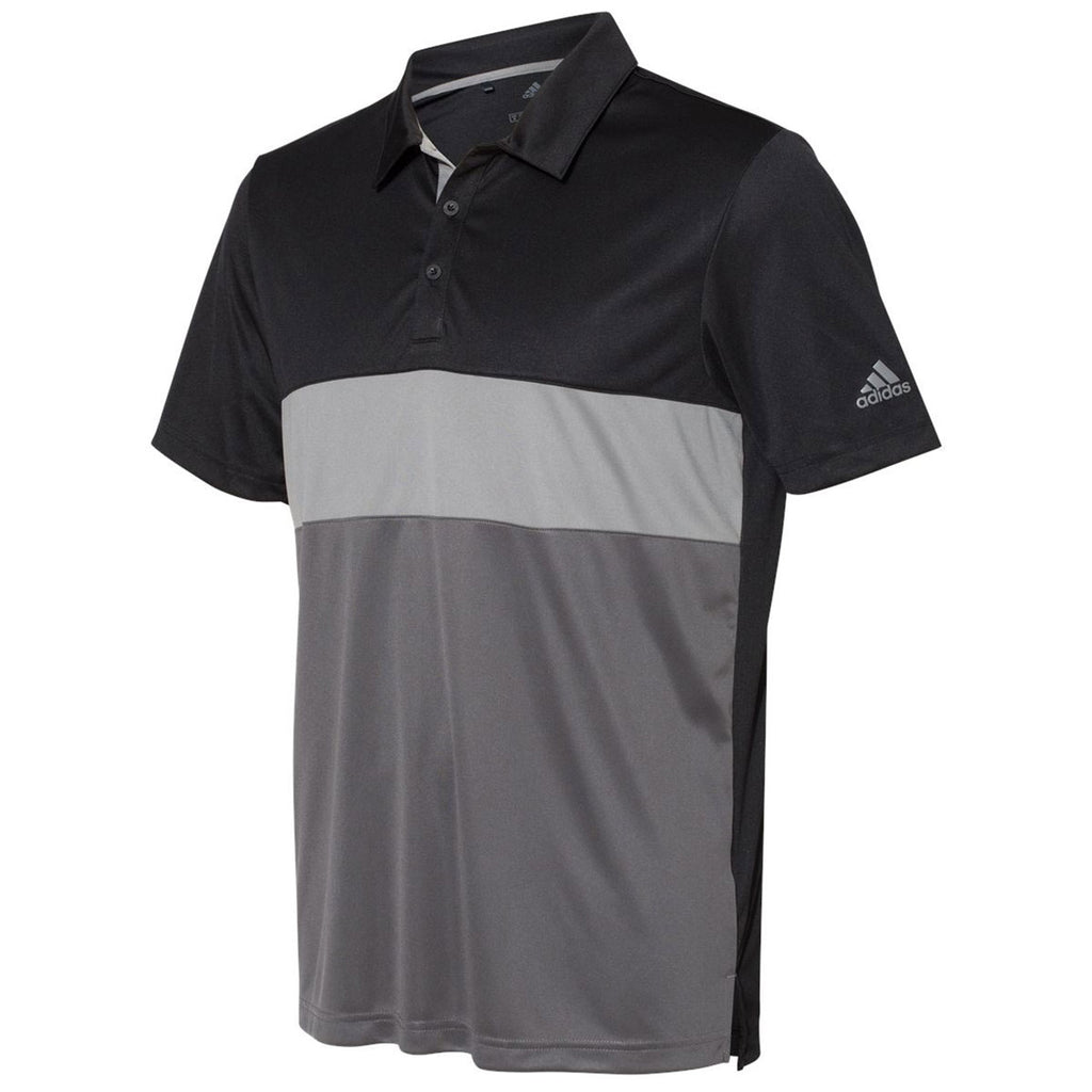 adidas Men's Black/Grey Three/Grey Five Merch Block Sport Polo