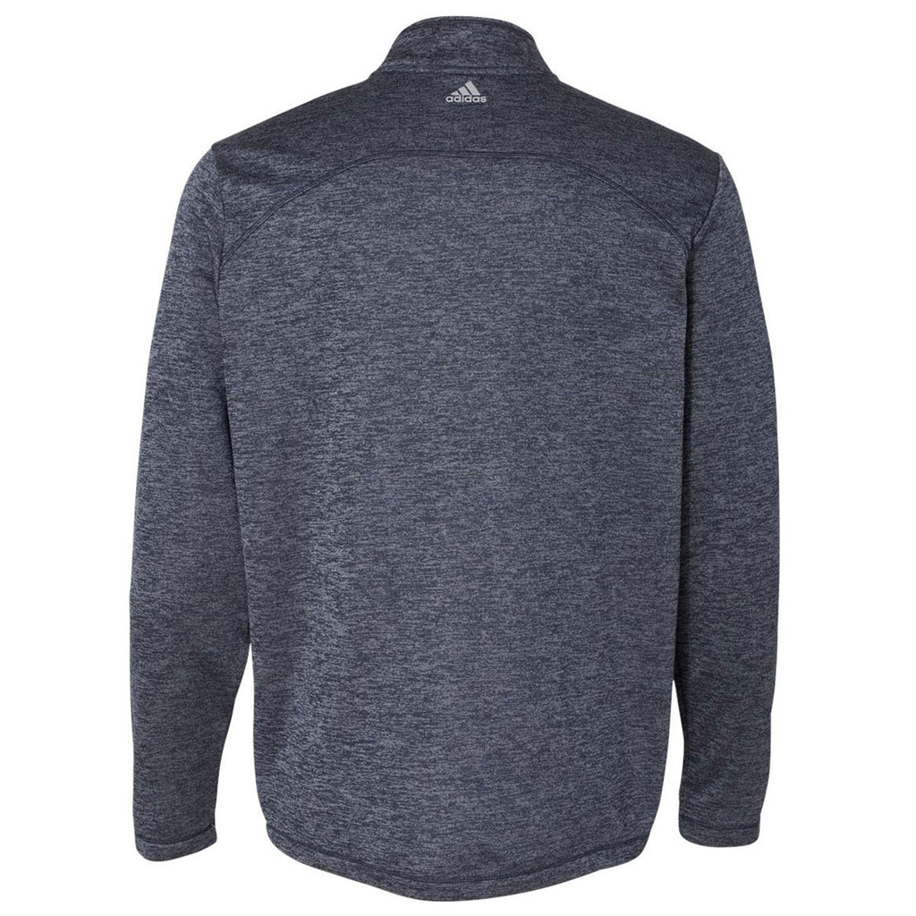 adidas Golf Men's Navy Heather/Mid Grey Brushed Terry Heather Quarter-Zip