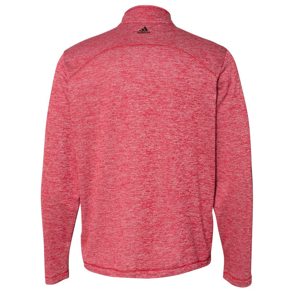 adidas Golf Men's Power Red Heather/Black Brushed Terry Heather Quarter-Zip