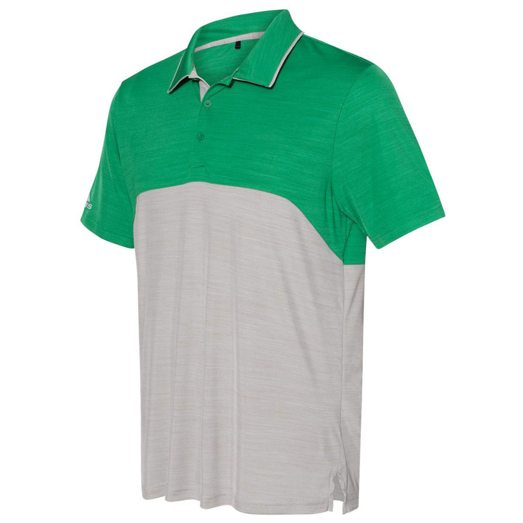 adidas Men's Team Green/Mid Grey Melange Colorblock Sport Polo