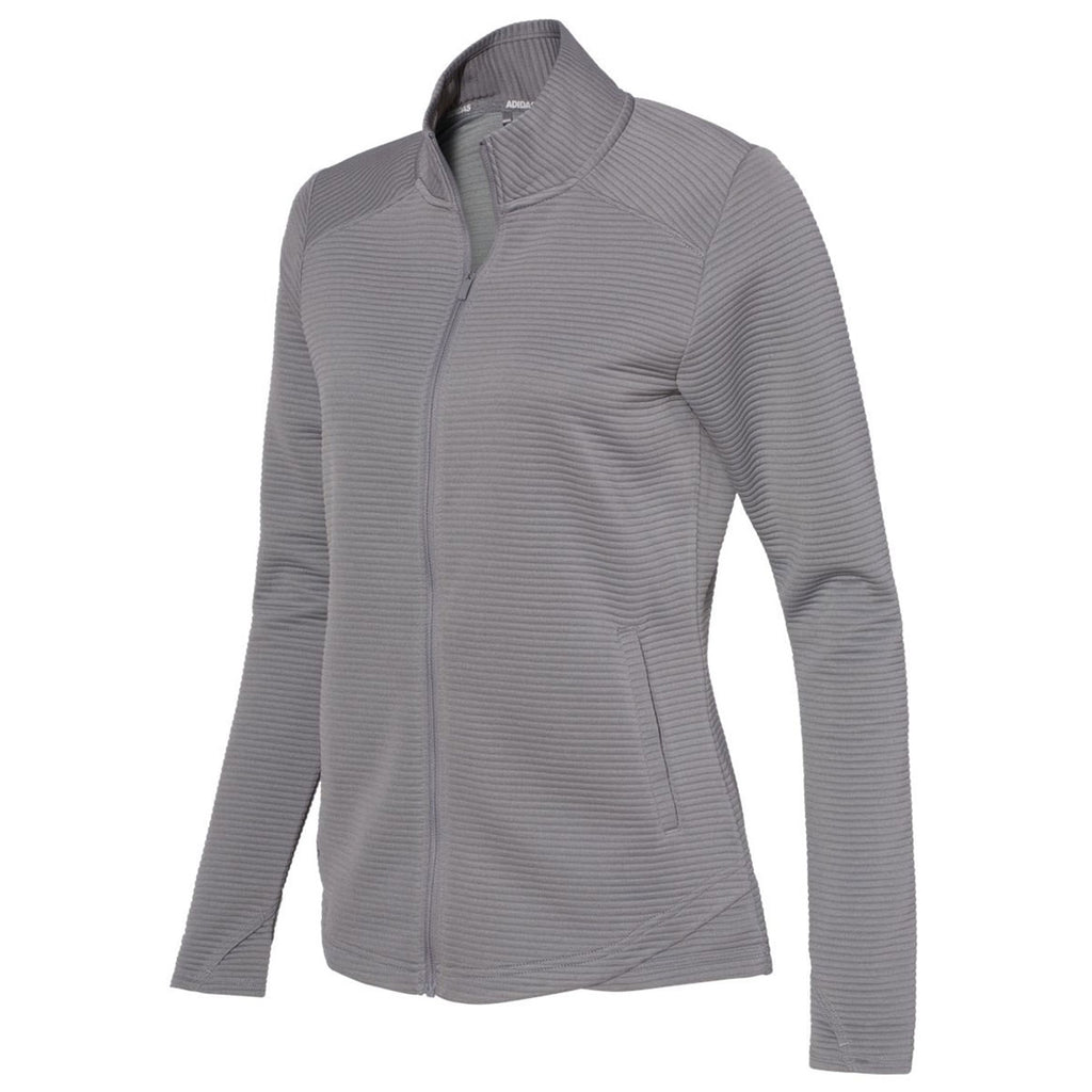 adidas Women's Grey Three Textured Full-Zip Jacket