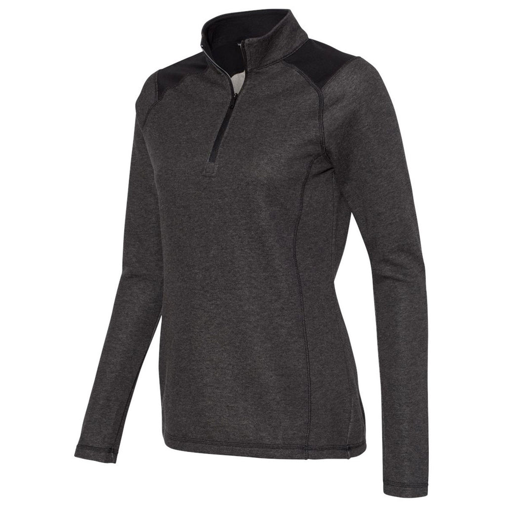 adidas Women's Black Heather Heathered Quarter Zip