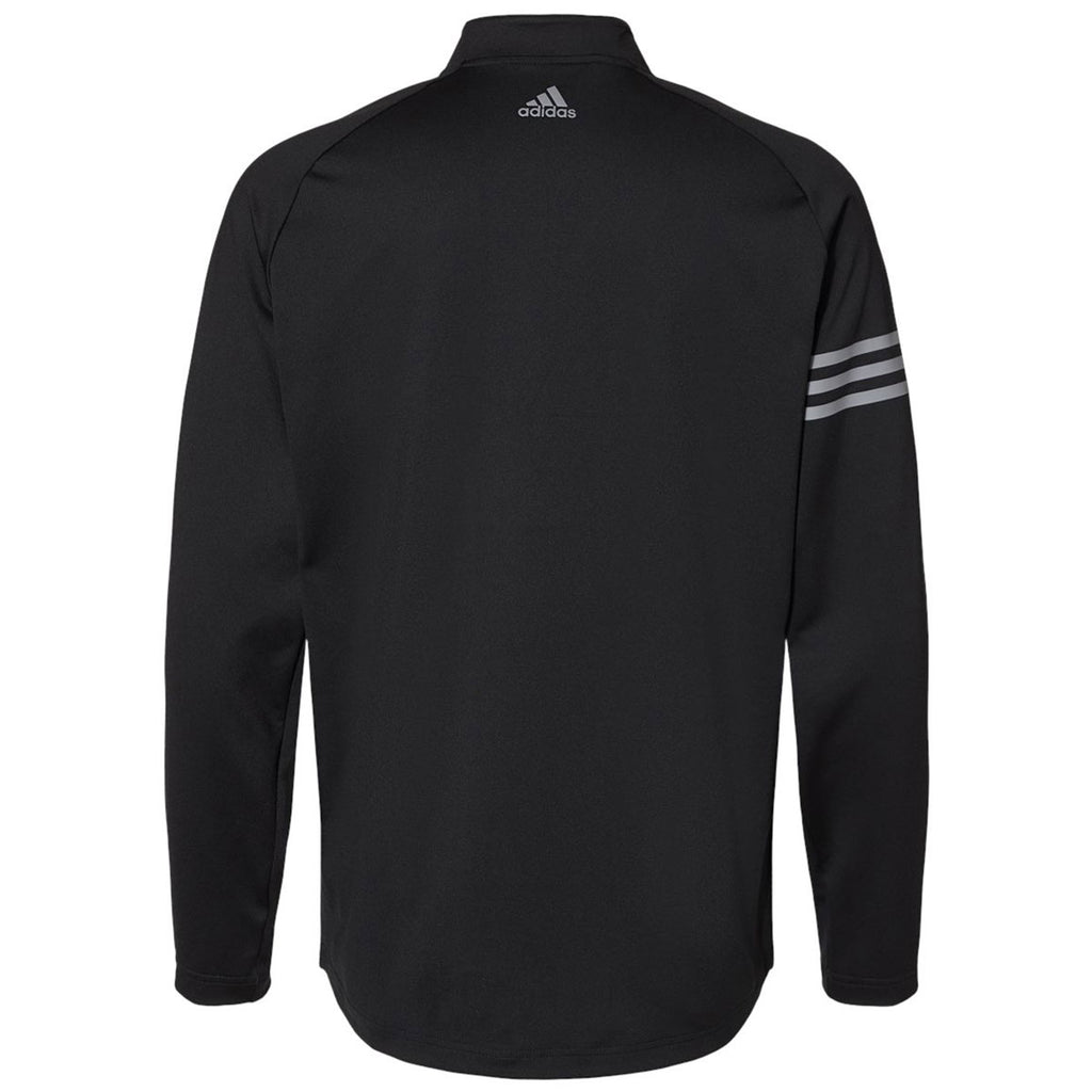 adidas Men's Black/Grey Three/Grey Three Heather 3-Stripes Competition Quarter-Zip Pullover