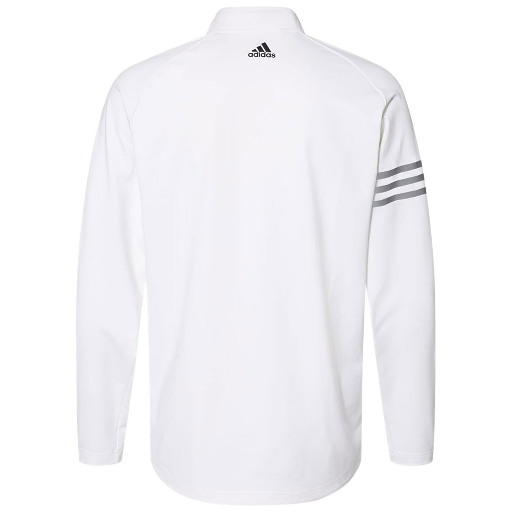 adidas Men's White/Grey Three Heather/Grey Three 3-Stripes Competition Quarter-Zip Pullover