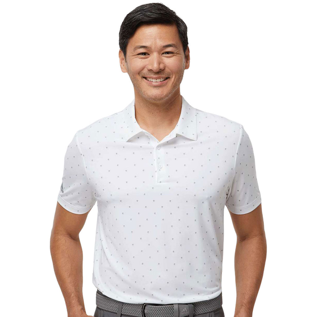 adidas Men's White/Grey Three Pine Tree Polo