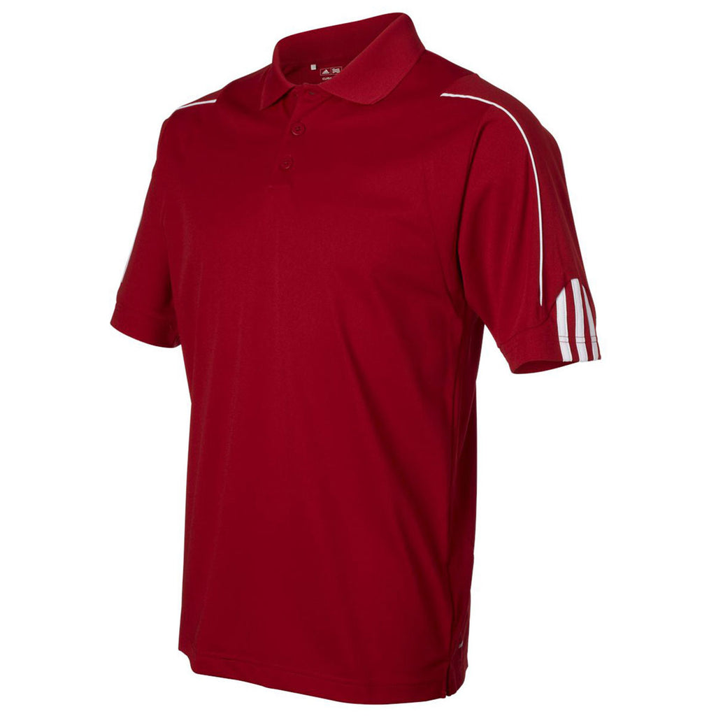 adidas Golf Men's Power Red/White Climalite 3-Stripes Cuff Sport Shirt