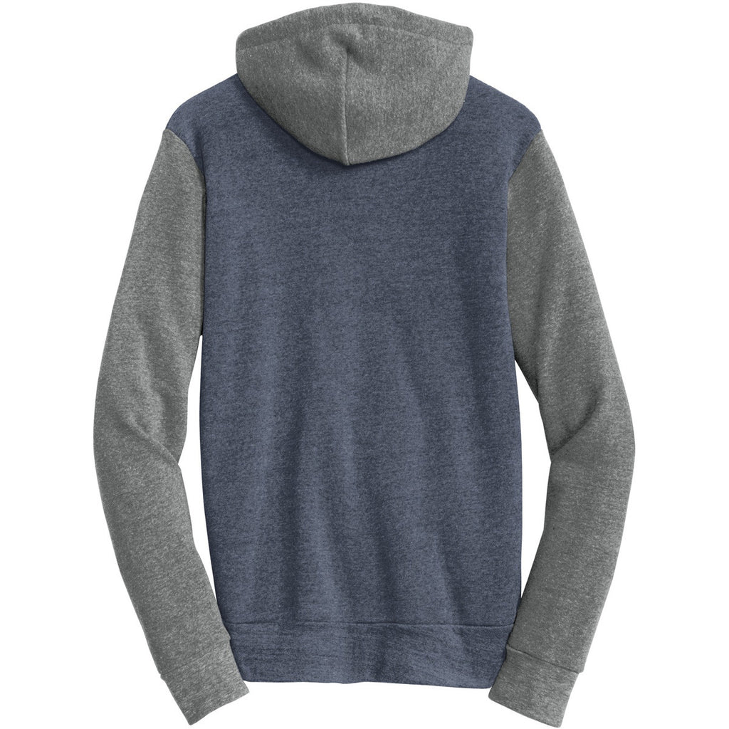 Alternative Apparel Men's True Navy/Grey Colorblock Rocky Eco-Fleece Full Zip Hoodie