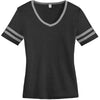 Alternative Apparel Women's Black/Smoke Varsity Vintage 50/50 Tee