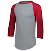 Augusta Sportswear Men's Athletic Heather/Red 3/4-Sleeve Baseball Jersey