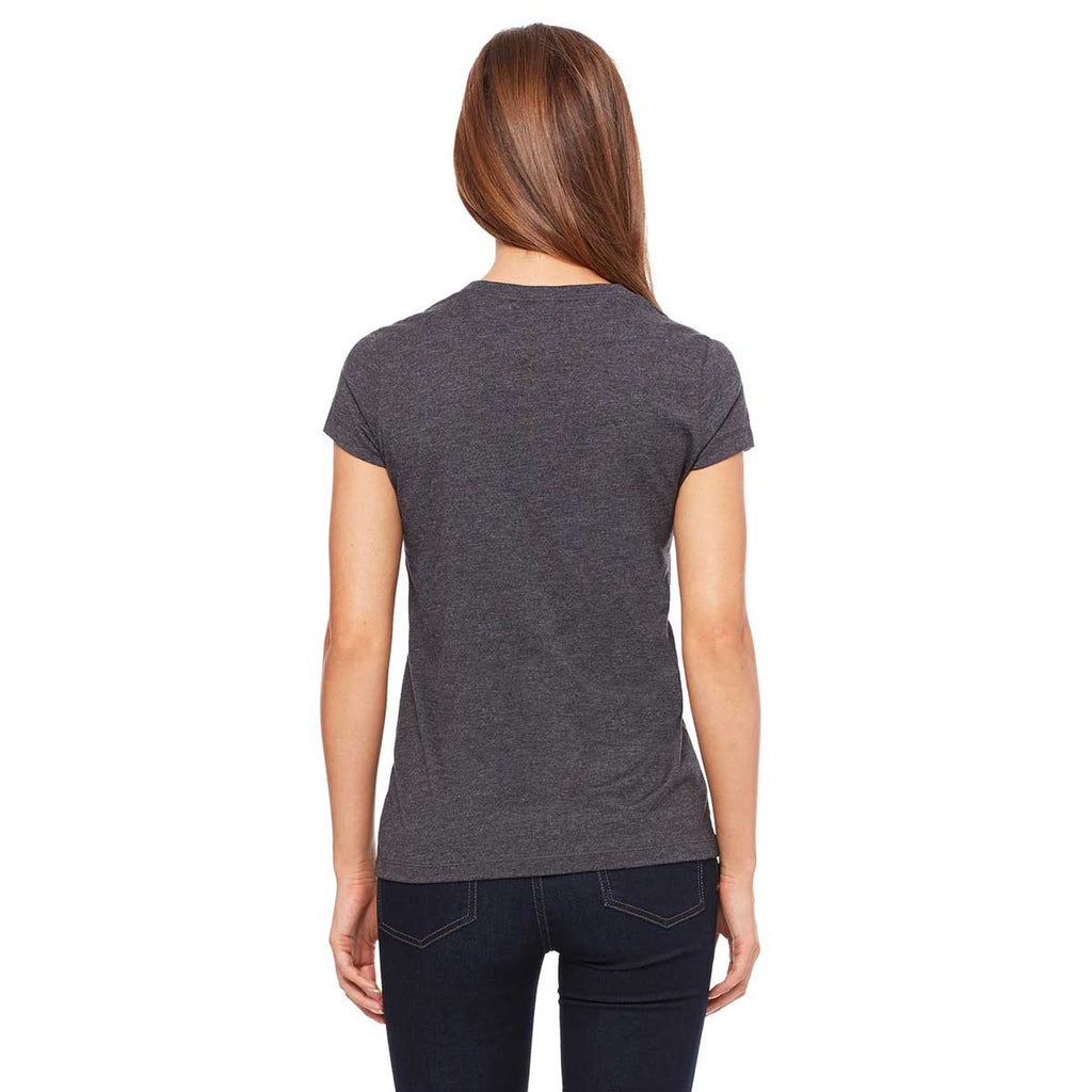 Bella + Canvas Women's Dark Grey Heather Jersey Short-Sleeve V-Neck T-Shirt