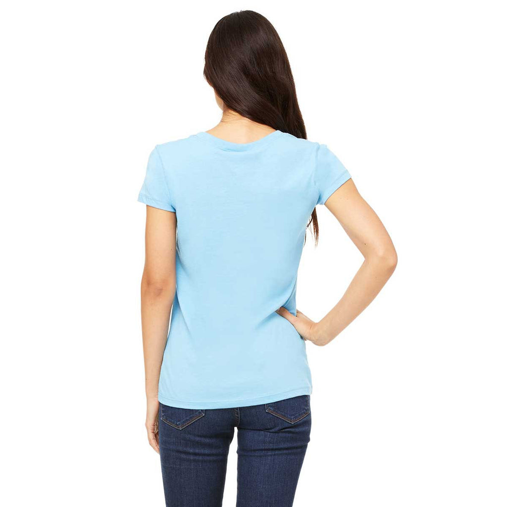 Bella + Canvas Women's Ocean Blue Jersey Short-Sleeve V-Neck T-Shirt