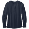 Brooks Brothers Women's Night Navy Open Neck Satin Blouse