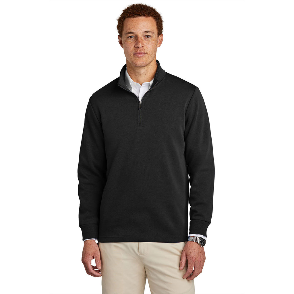 Brooks Brothers Men's Deep Black Double Knit Quarter Zip