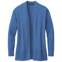 Brooks Brothers Women's Charter Blue Heather Cotton Stretch Long Cardigan Sweater