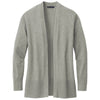 Brooks Brothers Women's Light Shadow Grey Heather Cotton Stretch Long Cardigan Sweater