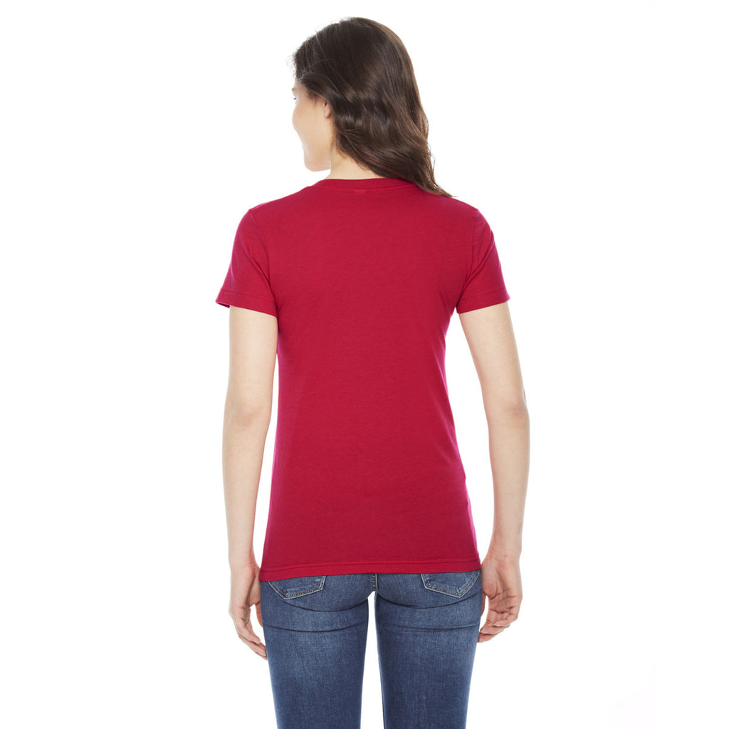 American Apparel Women's Red Poly-Cotton Short Sleeve Crewneck T-Shirt