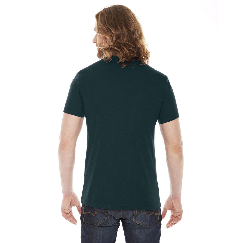 American Apparel Unisex Black Aqua Poly-Cotton Short Sleeve Crewneck T-Shirt