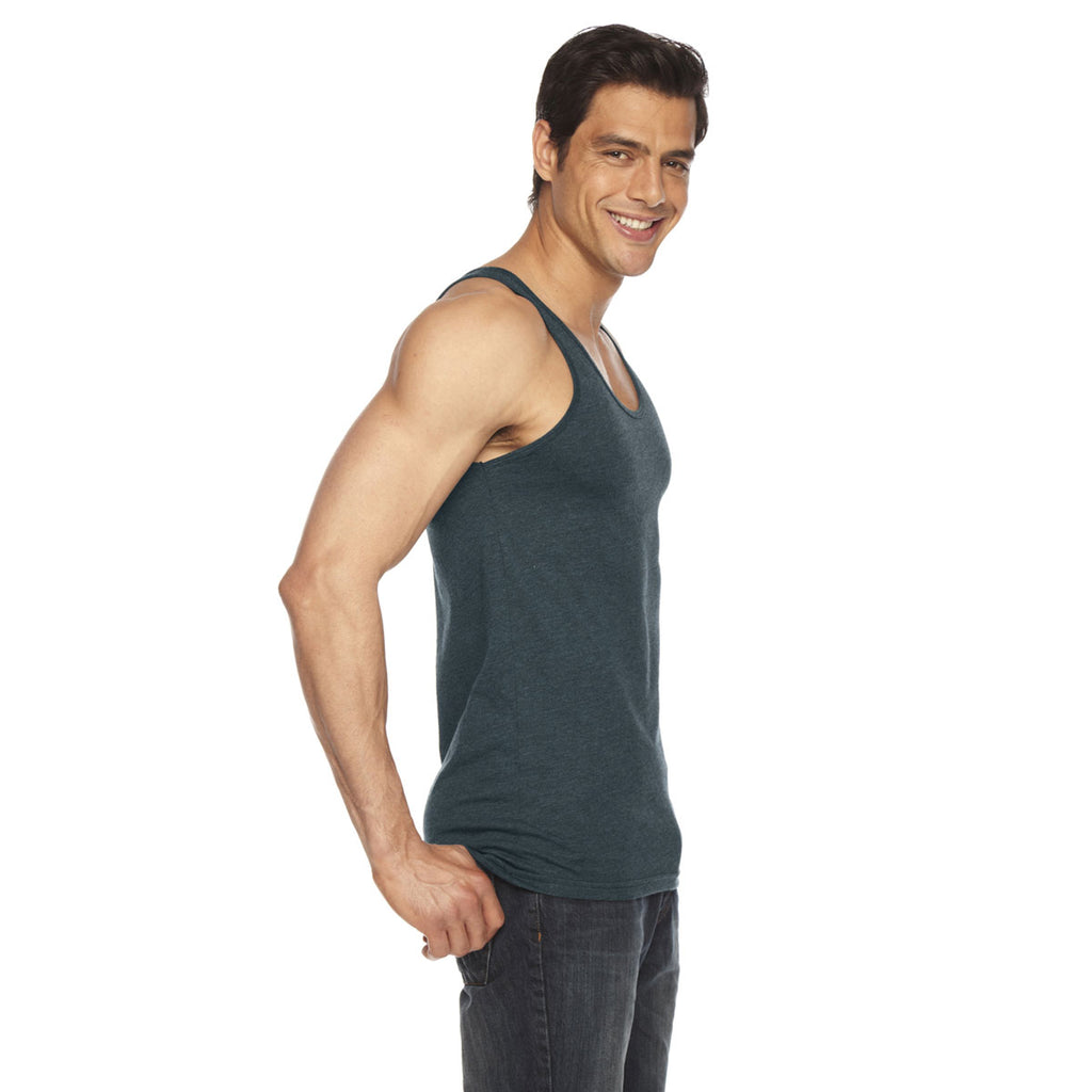 American Apparel Unisex Black Aqua Poly-Cotton Tank