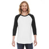 American Apparel Unisex White/Hth Black Poly-Cotton Baseball Raglan Tee