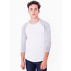 American Apparel Unisex Wht/Hthr Grey Poly-Cotton Baseball Raglan Tee