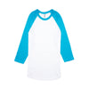 American Apparel Unisex Wht/Neo Htr Blue Poly-Cotton Baseball Raglan Tee