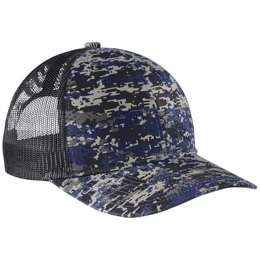 Port Authority Rich Navy Digi/Grey Steel Snapback Digi Camo Trucker Cap