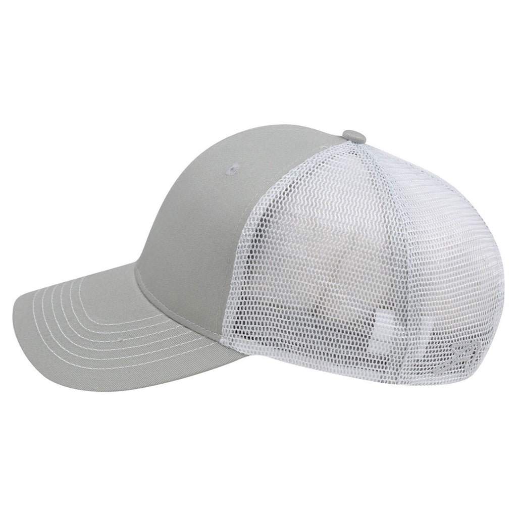 AHEAD Chrome/White Laid Back Chino Trucker Cap