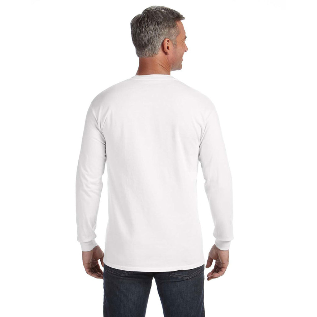 Comfort Colors Men's White 6.1 Oz. Long-Sleeve Pocket T-Shirt