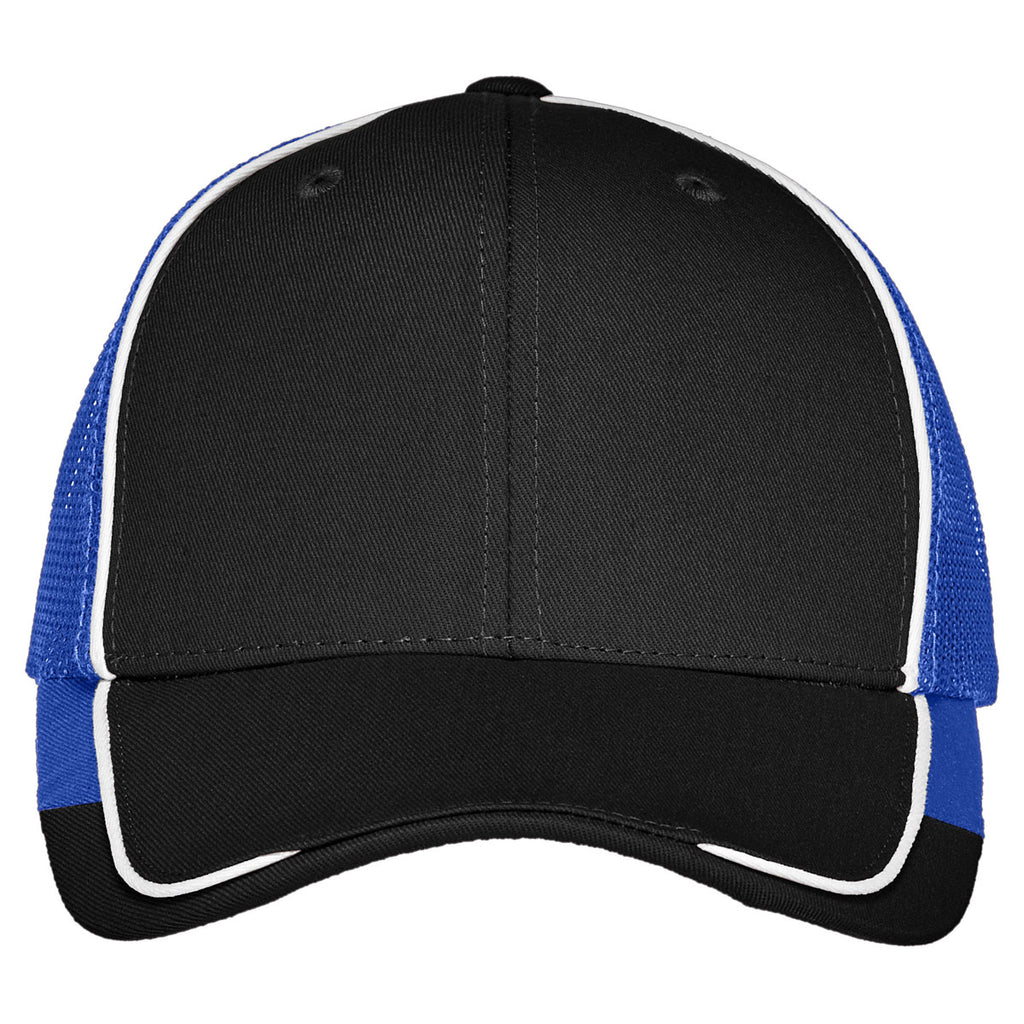 Port Authority Black/ White/ True Royal Colorblock Mesh Back Cap